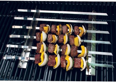 BarbecueXXL SR BBQ Kebab Grill Rack Met 6 Breed Spiesjes