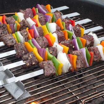 BarbecueXXL SR BBQ Kebab Grill Rack Met 6 Breed Spiesjes