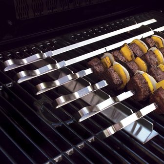 BarbecueXXL SR BBQ Kebab Grill Rack Met 6 Breed Spiesjes