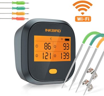 Inkbird IBBQ-4T WiFi thermometer met oplaadbare accu