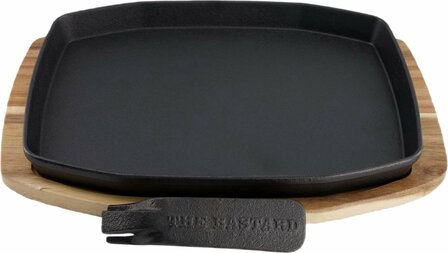 The Bastard Sizzling Plate &amp; Holder Cast Iron 21x28 cm