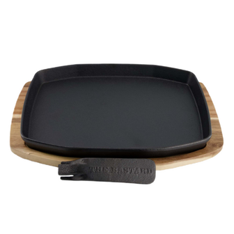 The Bastard Sizzling Plate &amp; Holder Cast Iron 21x28 cm