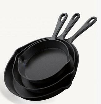Keij Kamado Gietijzeren Skillets Set - 3 stuks