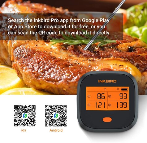 Inkbird IBBQ-4T WiFi thermometer met oplaadbare accu