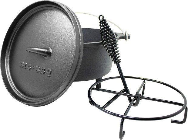 BarbecueXXL BIG-BBQ Dutch Oven 4.5QT met pootjes, onderzetter en deksellifter