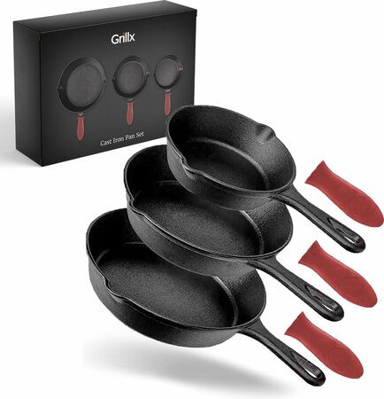 GrillX Gietijzeren Pannenset 3 stuks