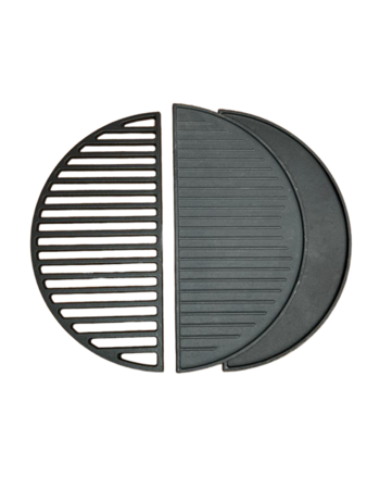 Set halve grillrooster en grillplaat gietijzer/cast iron universeel