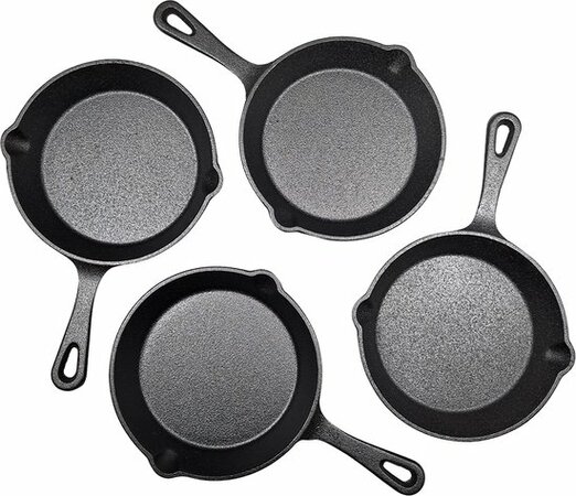 Keij Kamado Gietijzeren Skillets Set - 4 stuks